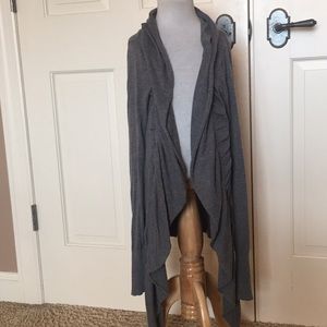 Grey ladies open ruffled sweater